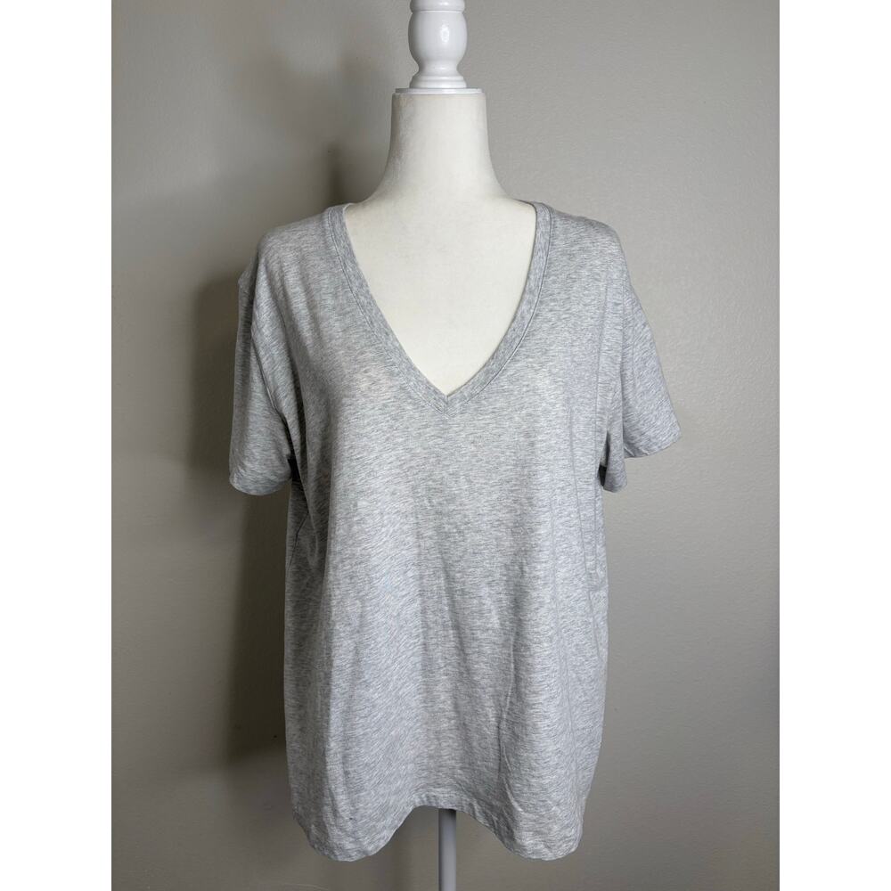 SKIMS - Heather Grey V-Neck Tee , Large